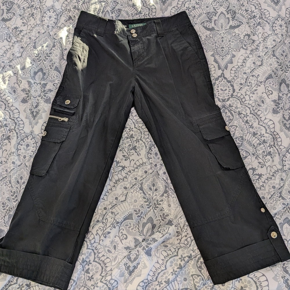 Ralph Lauren Black Wide Leg Cargo Pants